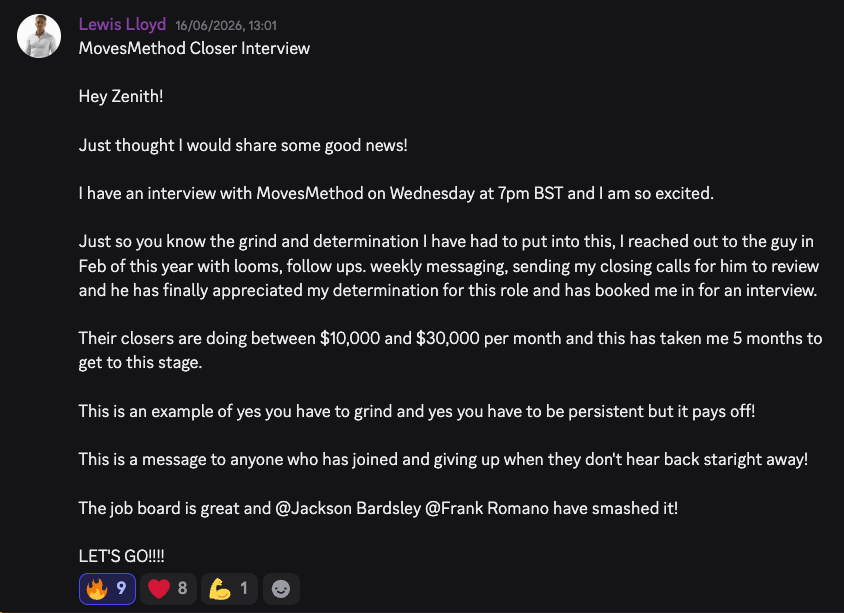 Student win shared in the Zenith Discord